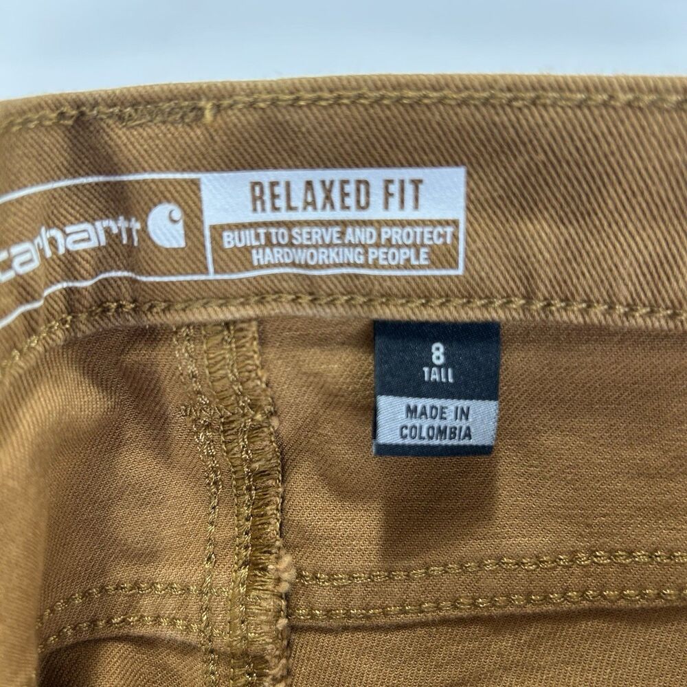 Carhartt Womens Rugged Flex Work Pants 8 Tall Brown Relaxed Fit Double Front - Picture 8 of 10